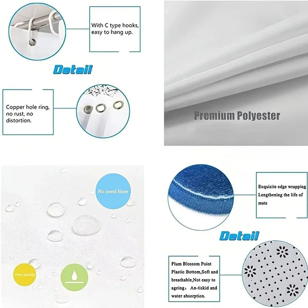 4PCS pretty eyelash shower curtain set